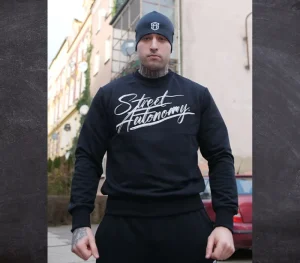 Męskie Street Autonomy Bluzy>BLUZA BEZ KAPTURA LETTER BLACK 2024