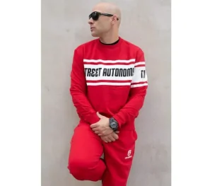 Męskie Street Autonomy Bluzy>Bluza bez kaptura Saling red/black 2022