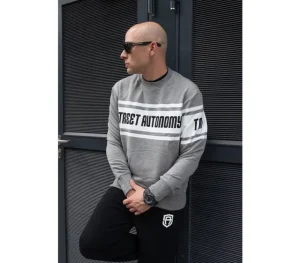 Męskie Street Autonomy Bluzy>Bluza bez kaptura Saling grey/black 2022