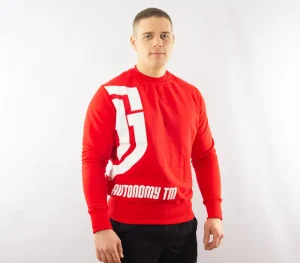 Męskie Street Autonomy Bluzy>Bluza bez kaptura Halfsa red/white 2021