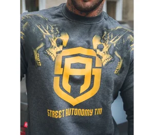 Męskie Street Autonomy Bluzy>Bluza bez kaptura TWOHEADS grafit/yellow 2021