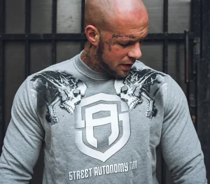 Męskie Street Autonomy Bluzy>Bluza bez kaptura TWOHEADS grey/white 2021