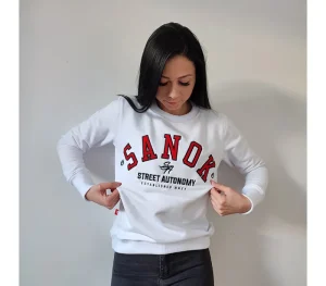 Damskie Street Autonomy Bluzy>Bluza damska bez kaptura S.A.N.O.K Haft white/red 2021