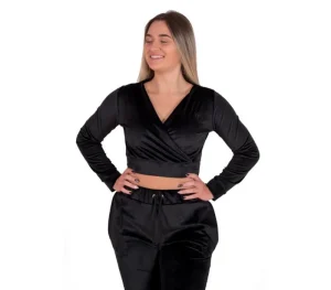Damskie Street Autonomy Bluzy>BLUZA DAMSKA VELOURS BLACK 2023