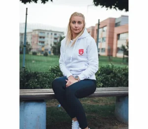 Damskie Street Autonomy Bluzy>BLUZA DAMSKA Z KAPTUREM CLASSY SMALL LOGZ WHITE/RED 2021