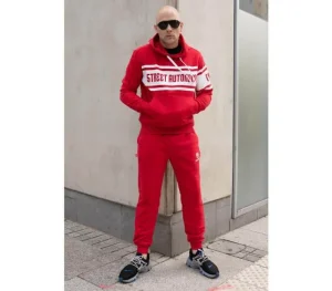 Męskie Street Autonomy Bluzy>Bluza z kapturem Saling red/red 2022