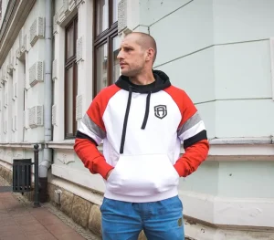 Męskie Street Autonomy Bluzy>Bluza z kapturem Bicsa red/white 2022