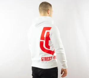 Męskie Street Autonomy Bluzy>Bluza z kapturem Halfsa white/red 2021