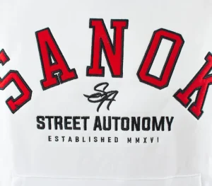 Męskie Street Autonomy Bluzy>Bluza z kapturem S.A.N.O.K Haft white/red 2021