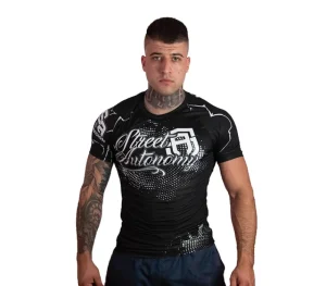 Męskie Street Autonomy Męskie>Rashguard Short Divison black/white 2022
